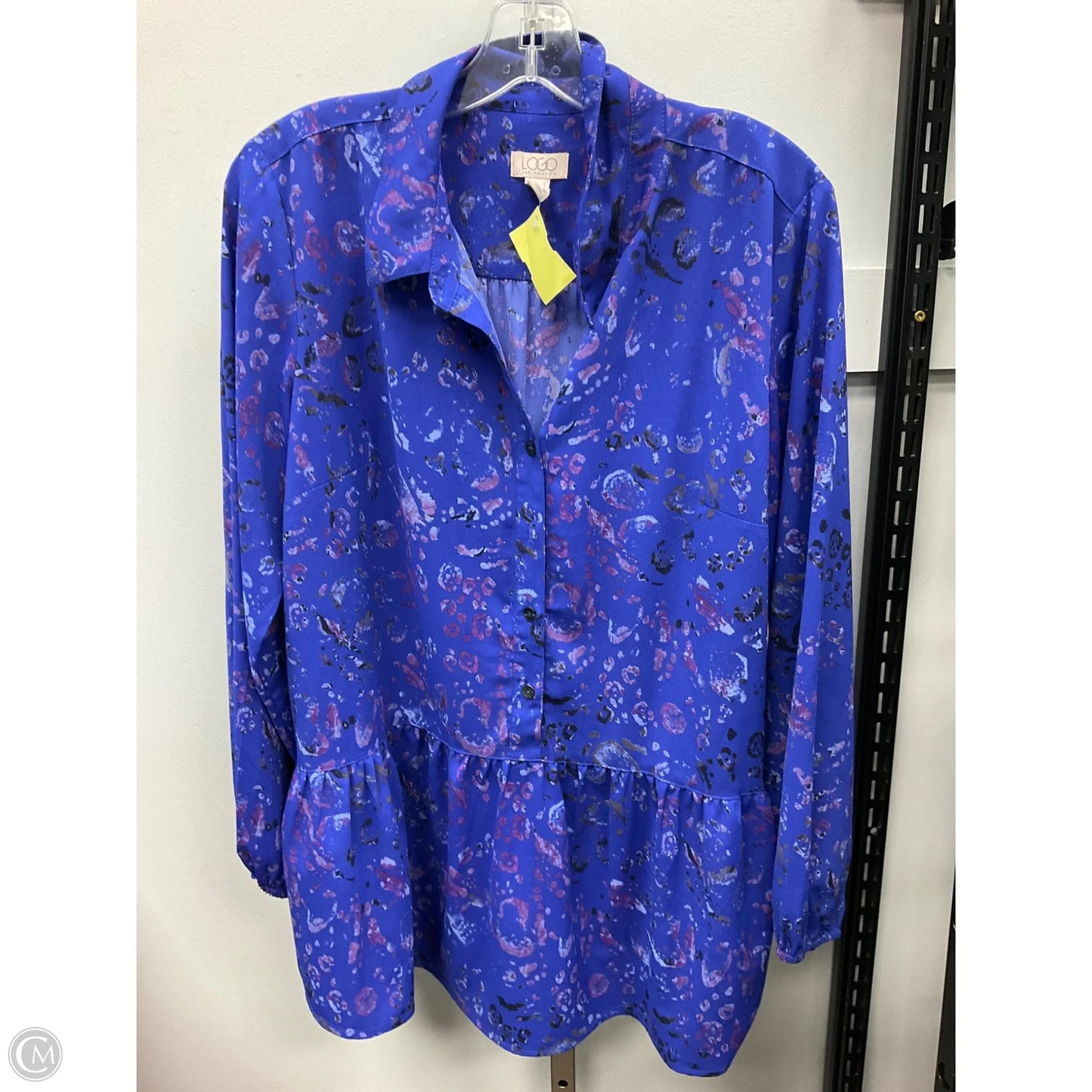 Top Long Sleeve By Logo In Blue, Size: S