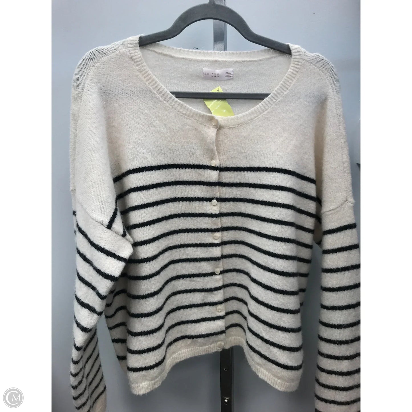 Sweater Cardigan By Lc Lauren Conrad In Black & Cream, Size: Xxl