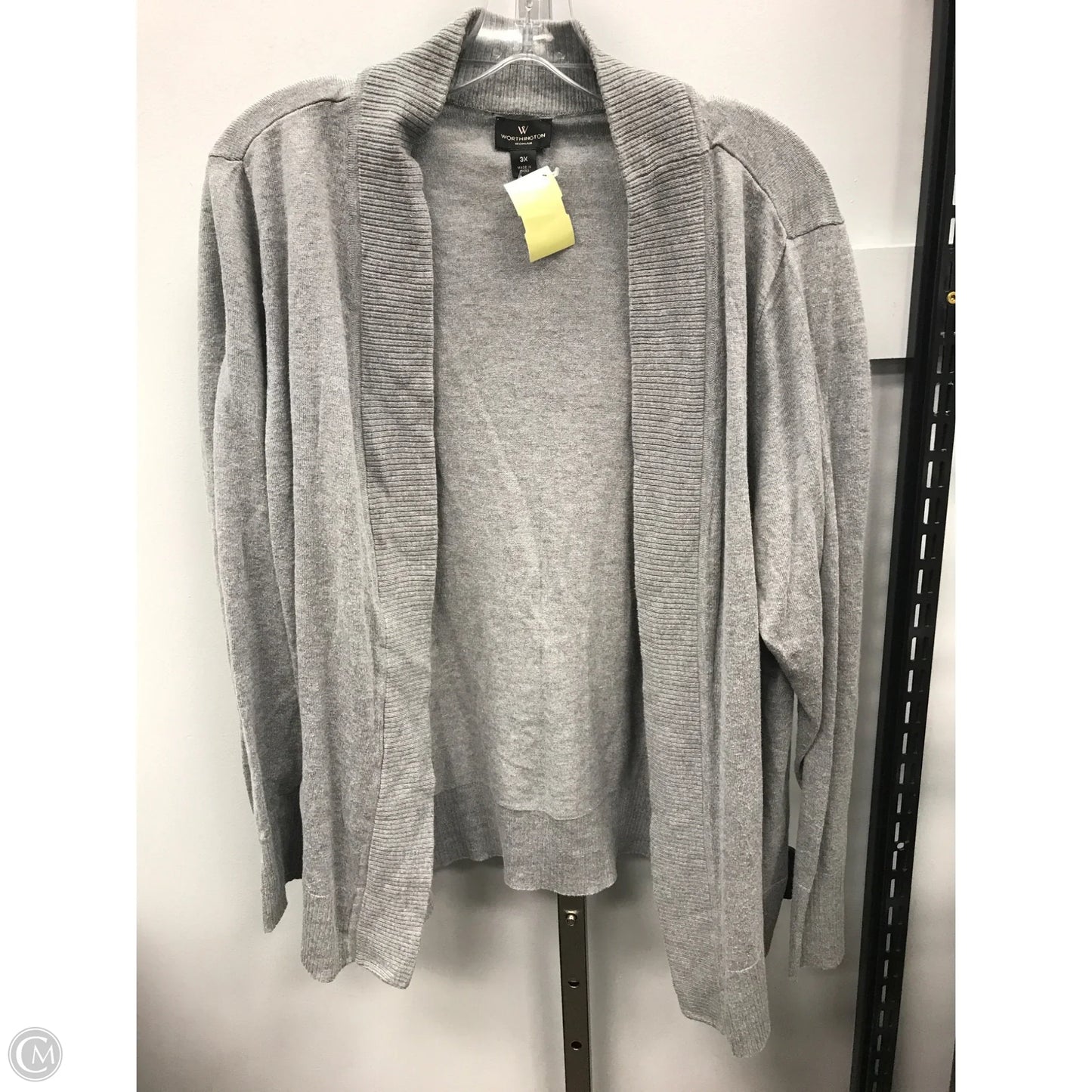 Sweater Cardigan By Worthington In Grey, Size: 3x