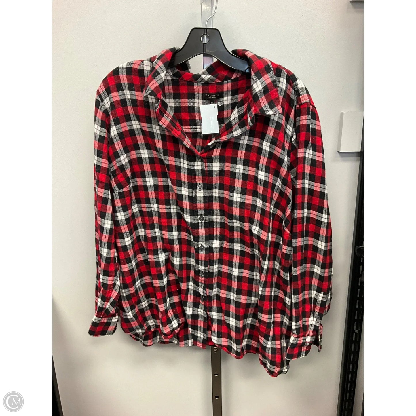 Top Long Sleeve By Talbots In Plaid Pattern, Size: 3x