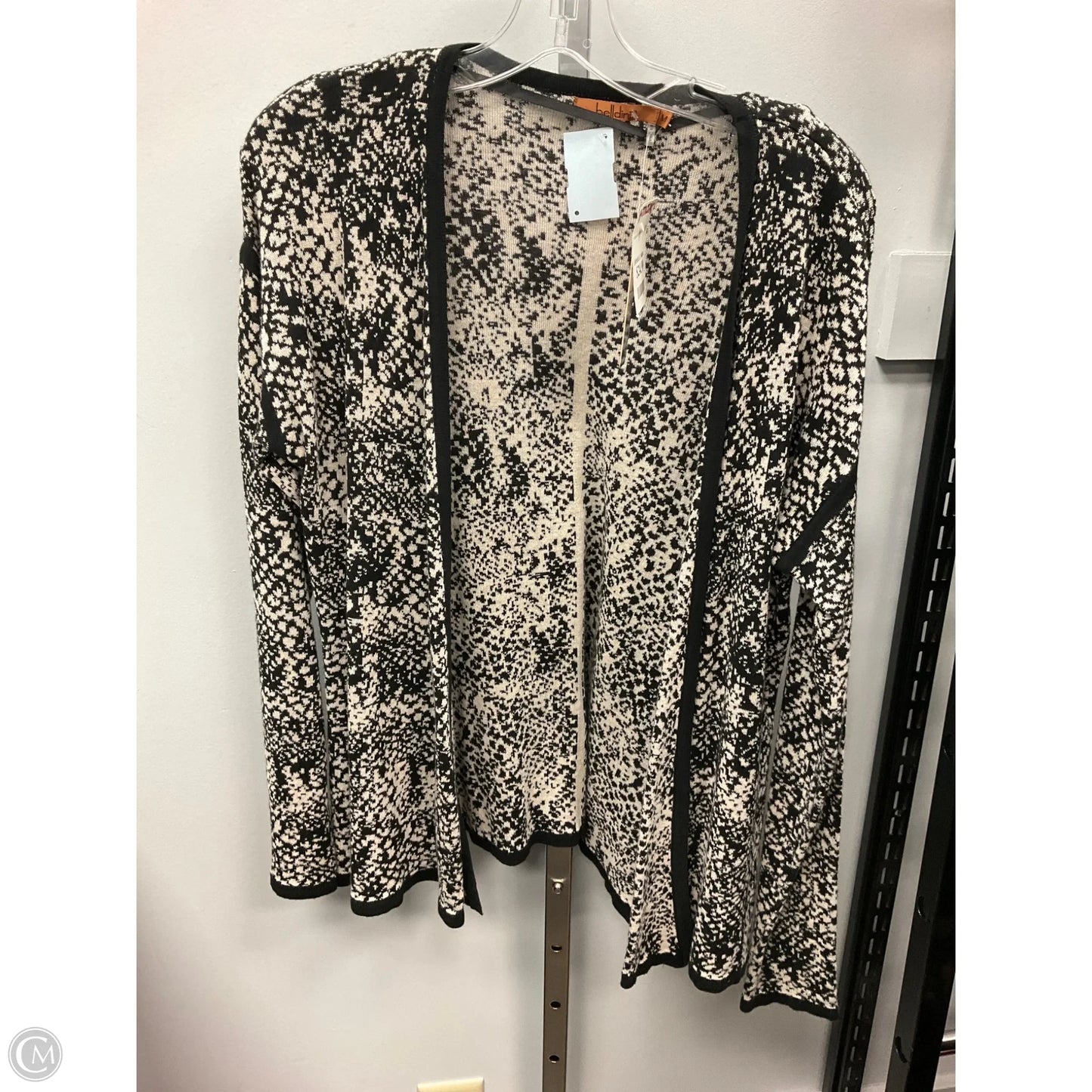 Sweater Cardigan By Belldini In Black & Cream, Size: M