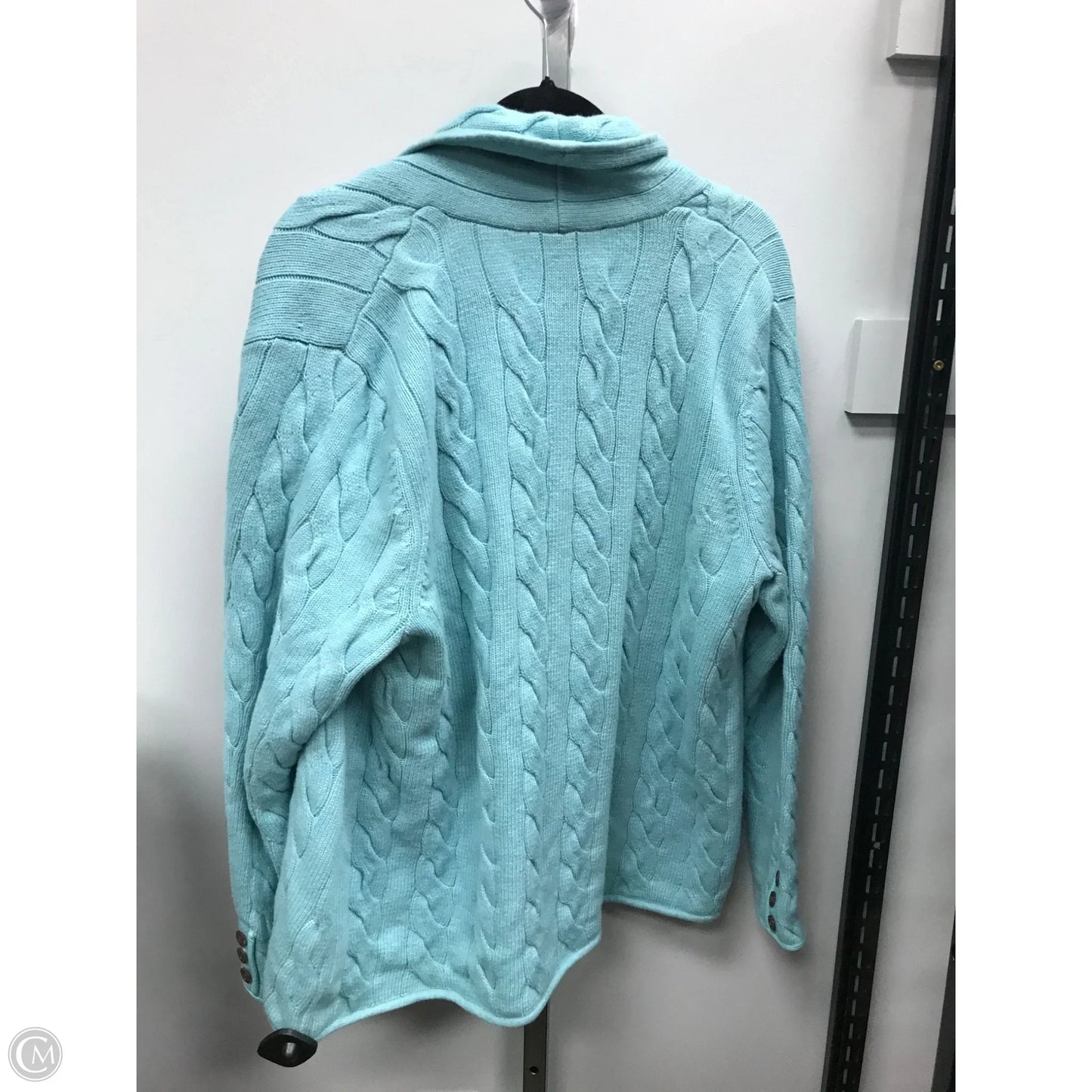 Sweater Cardigan By Talbots In Aqua, Size: Xl