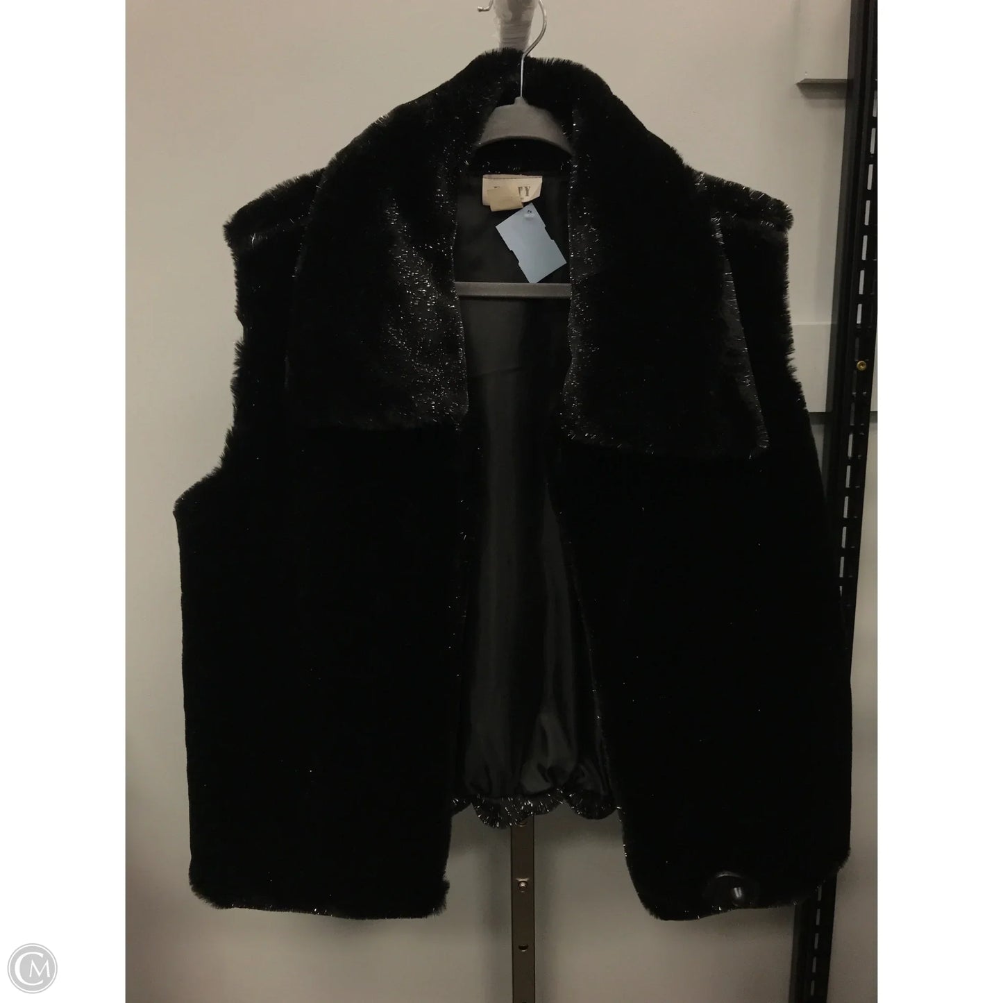 Vest Faux Fur & Sherpa By Unity In Black & Silver, Size: Xl