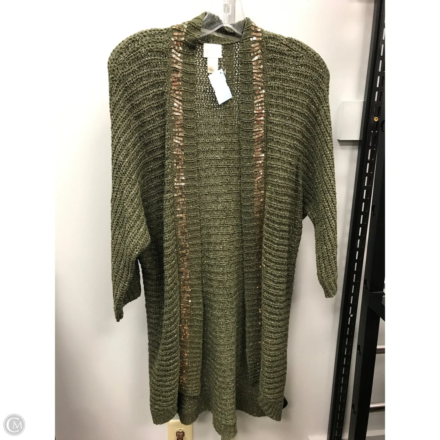 Sweater Cardigan By Chicos In Green, Size: M