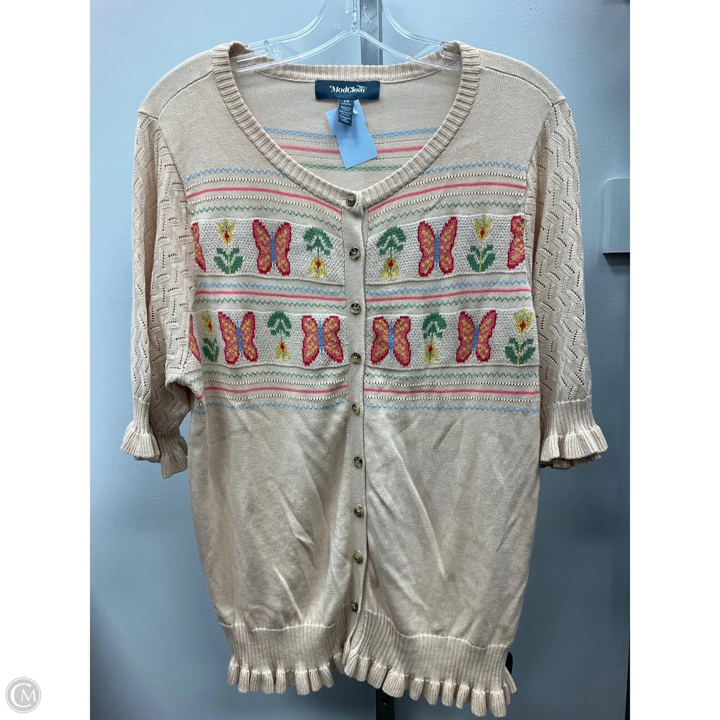 Sweater Short Sleeve By Modcloth In Tan, Size: 1x