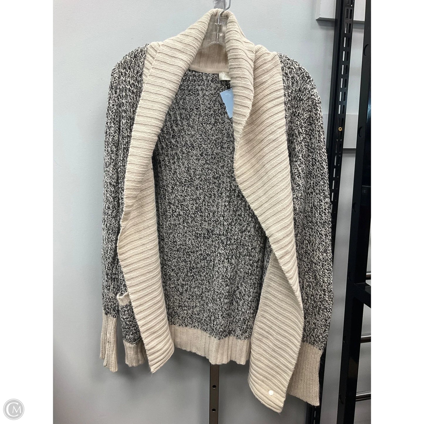 Sweater Cardigan By Rd Style In Black & Cream, Size: S