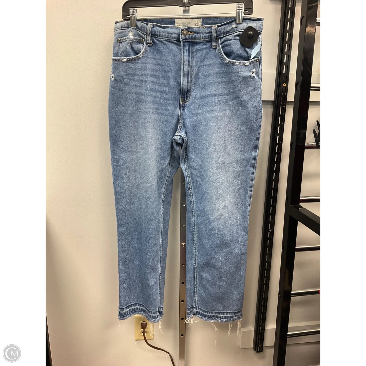 Jeans Straight By Abercrombie And Fitch In Blue Denim, Size: 14