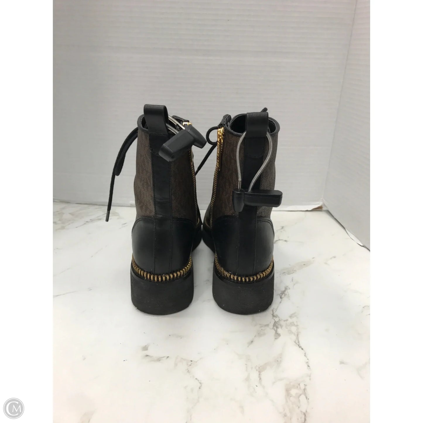 Boots Designer By Michael Kors In Black & Brown, Size: 6