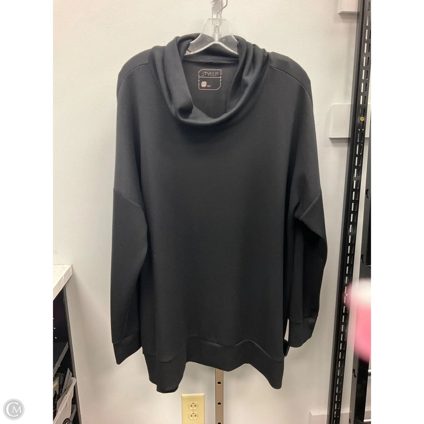 Top Long Sleeve By Stylus In Black, Size: Xxl