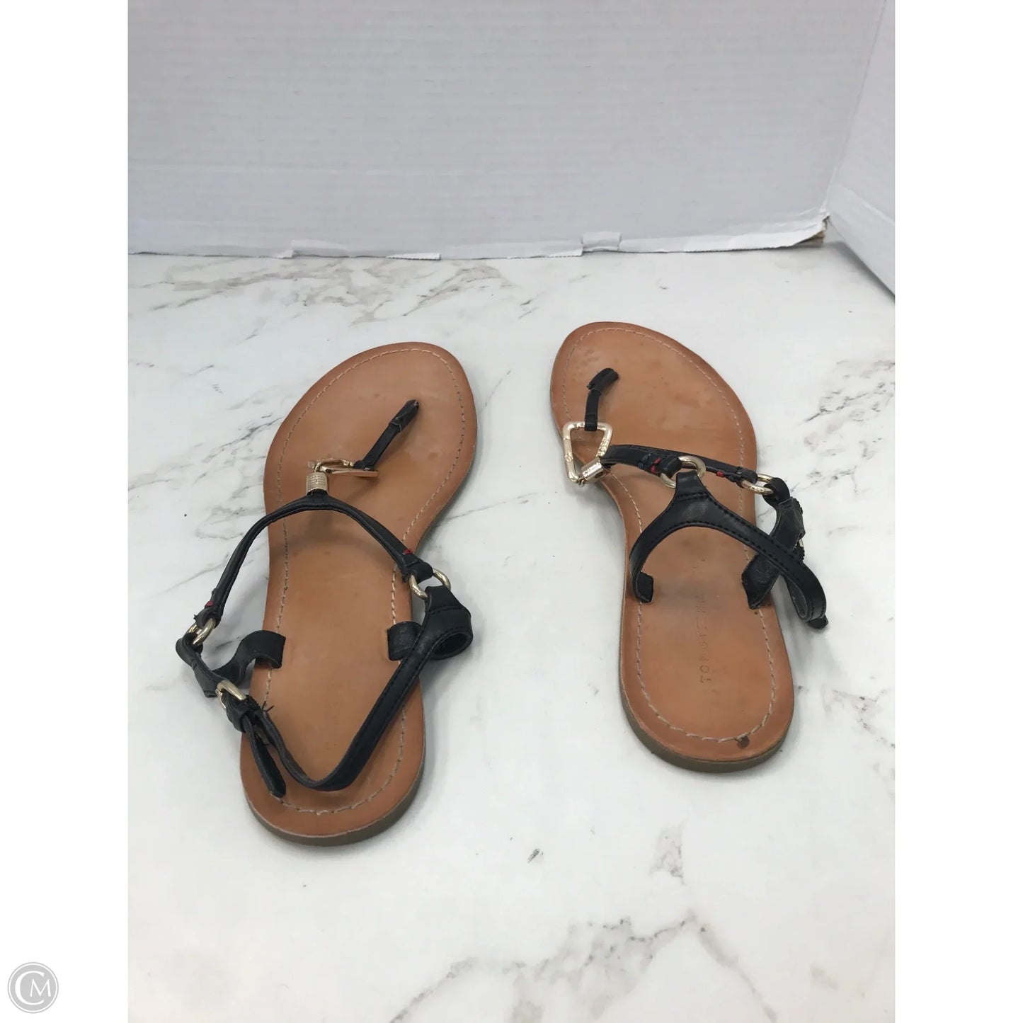 Sandals Flats By Tommy Hilfiger In Black, Size: 7.5