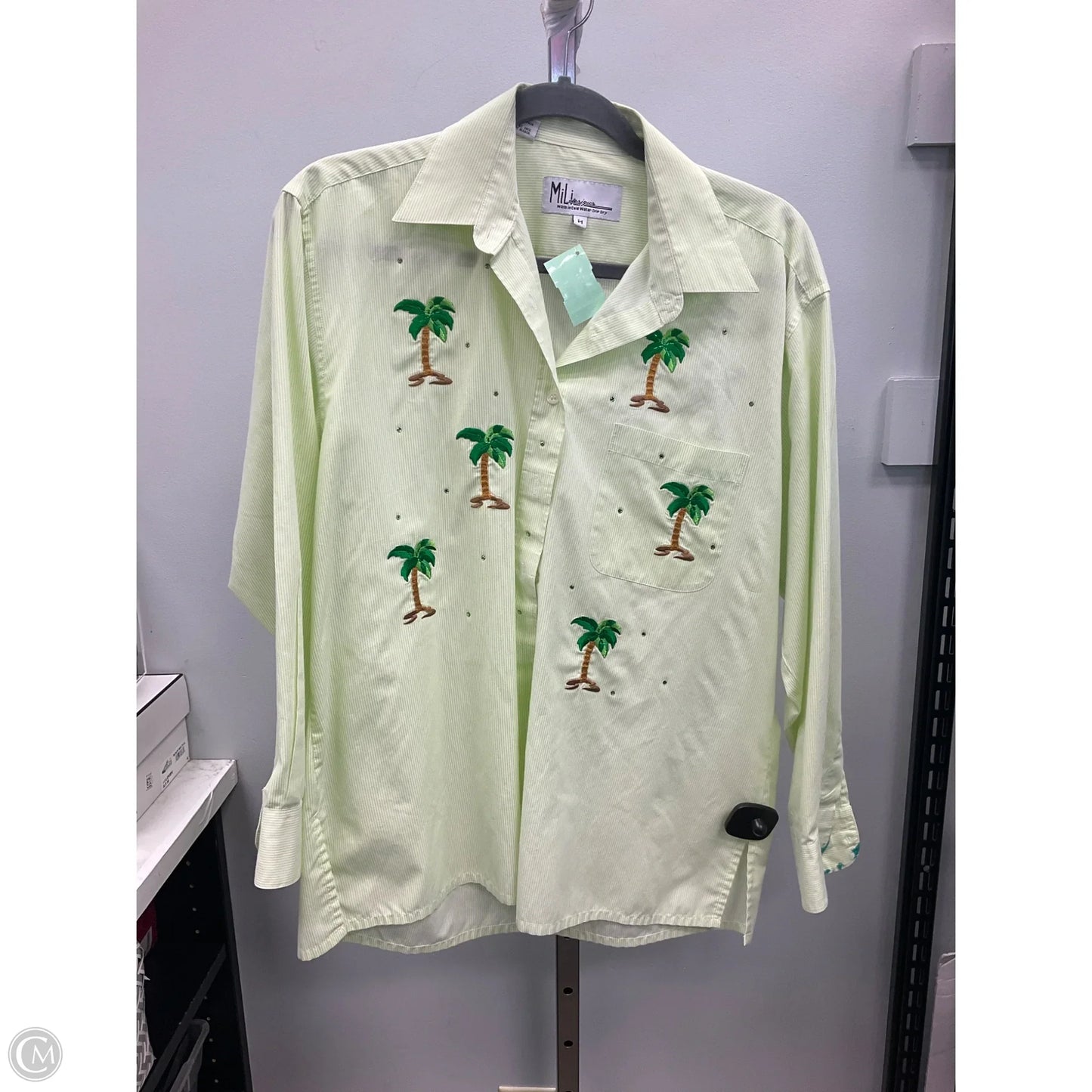 Top Long Sleeve By Cmc In Green, Size: M