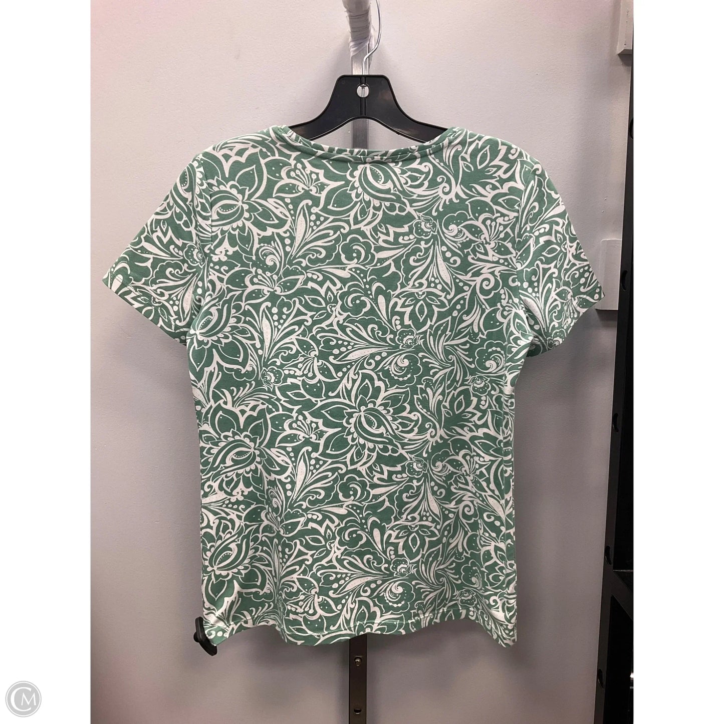 Top Short Sleeve By Talbots In Green & White, Size: Sp