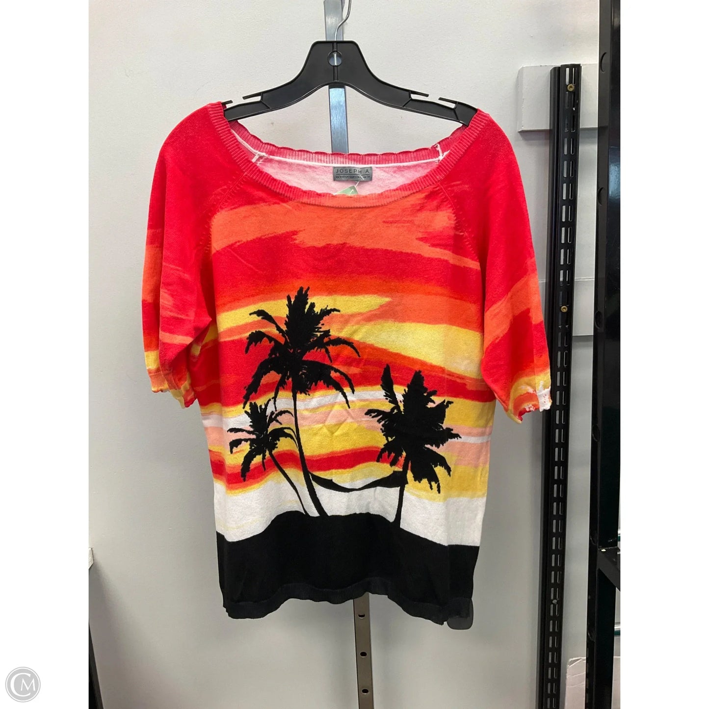 Top Short Sleeve By Joseph A. In Orange & Yellow, Size: L