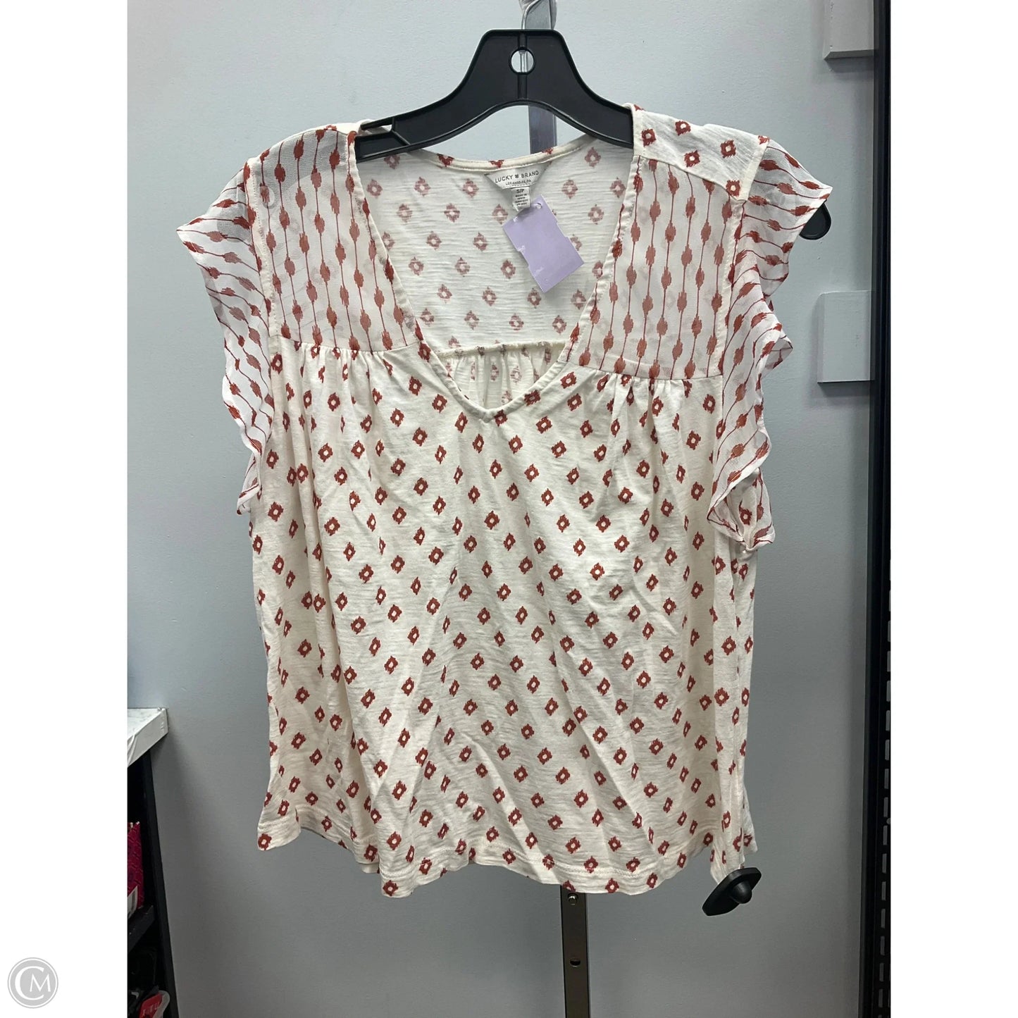 Top Sleeveless By Lucky Brand In Brown & Cream, Size: S