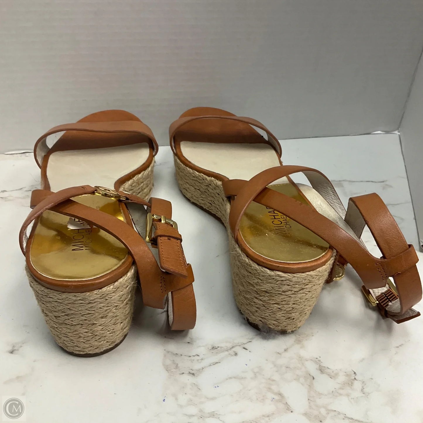 Sandals Heels Wedge By Michael By Michael Kors In Tan, Size: 10