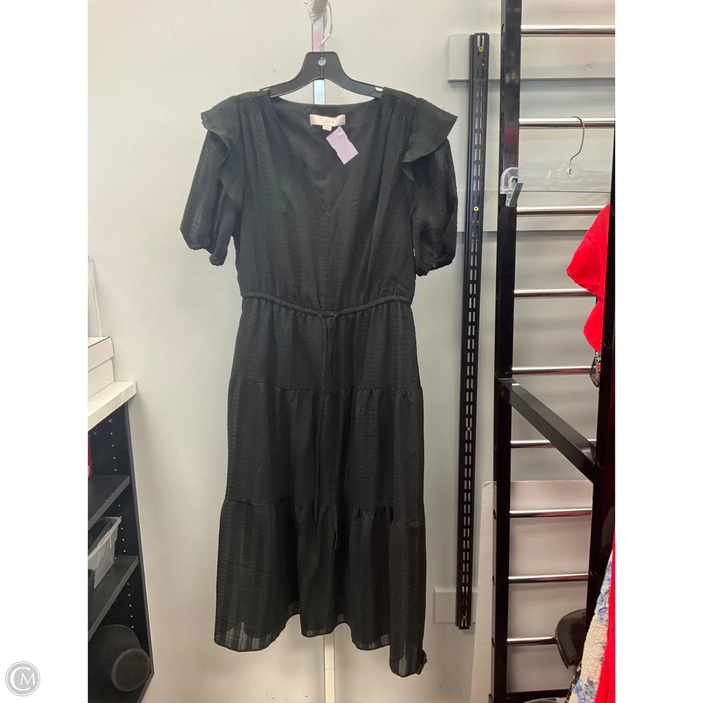 Dress Casual Midi By Loft In Black, Size: M