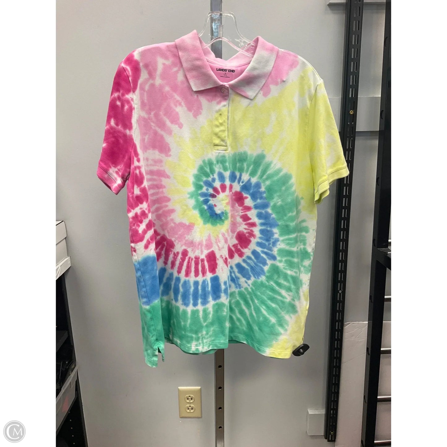 Top Short Sleeve By Lands End In Tie Dye Print, Size: L