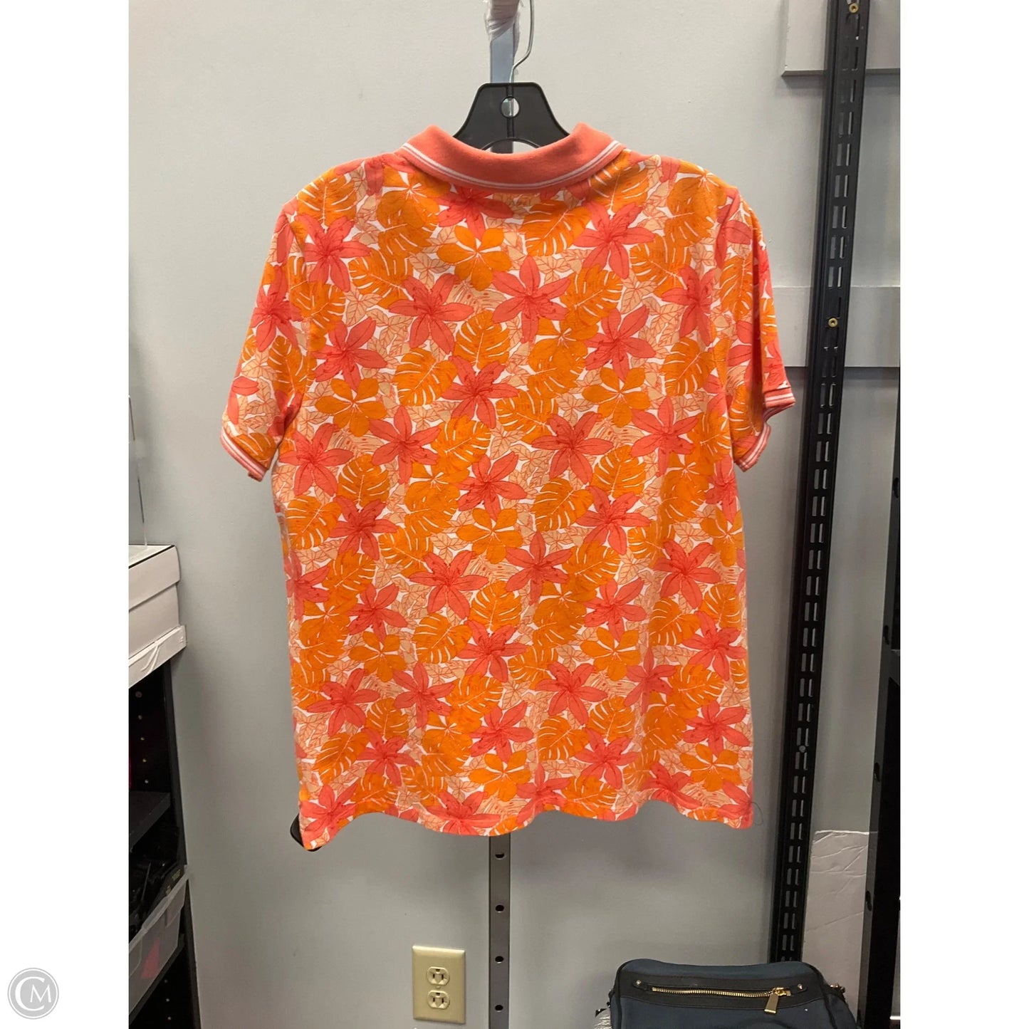 Top Short Sleeve By Lands End In Orange, Size: L