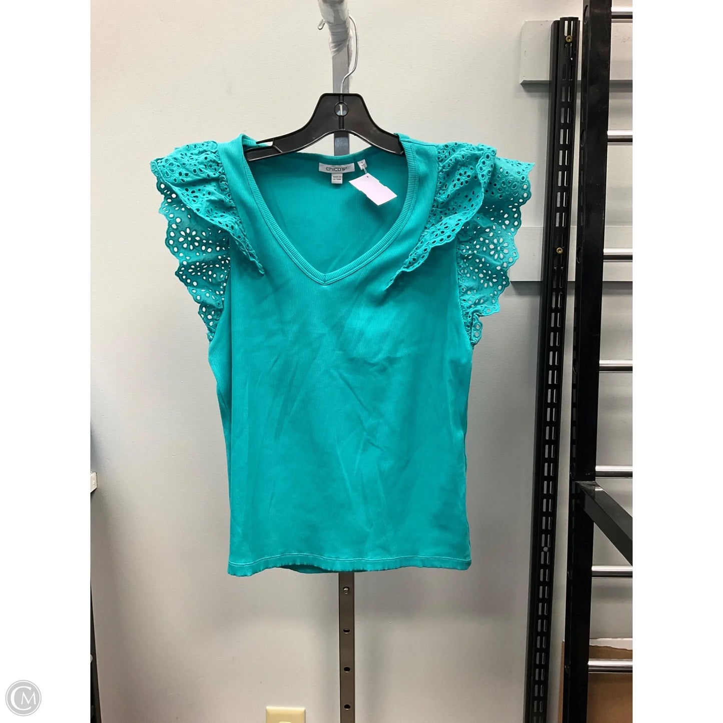 Top Short Sleeve By Chicos In Aqua, Size: M