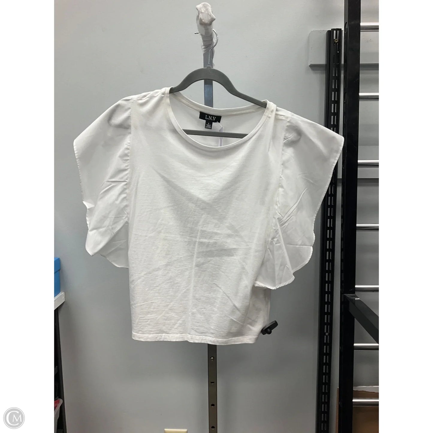 Top Short Sleeve By Cmc In White, Size: L