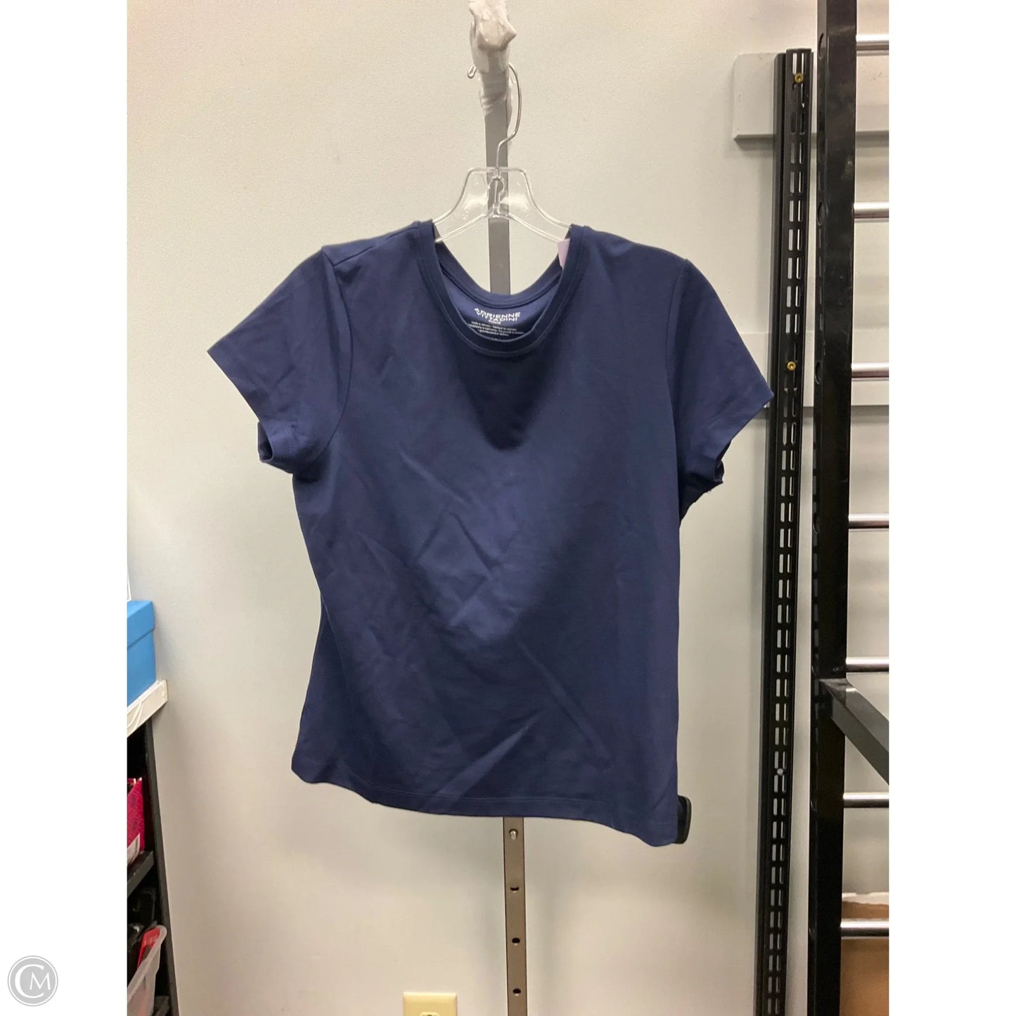 Top Short Sleeve Basic By Adrienne Vittadini In Navy, Size: L