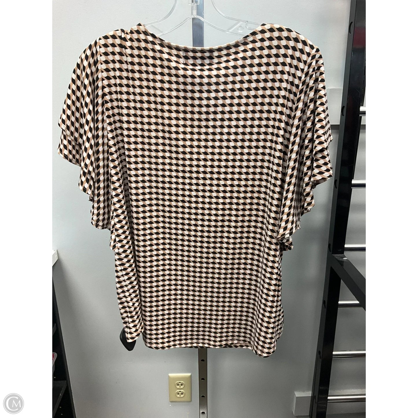 Top Short Sleeve By Liz Claiborne In Black & Cream, Size: Xl
