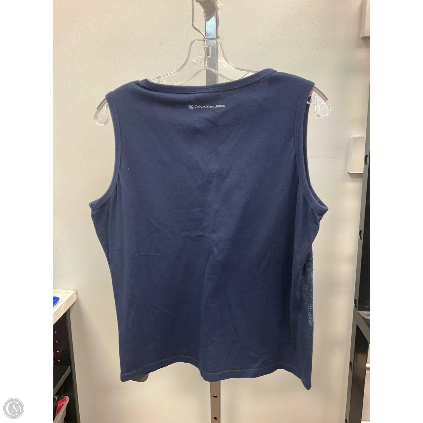Top Sleeveless By Calvin Klein In Navy, Size: Xl