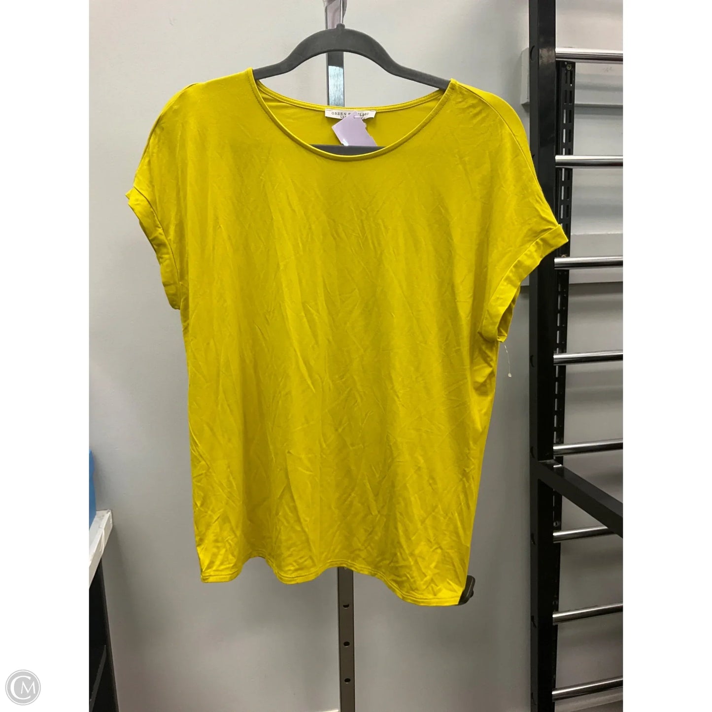 Top Short Sleeve By Green Envelope In Chartreuse, Size: M