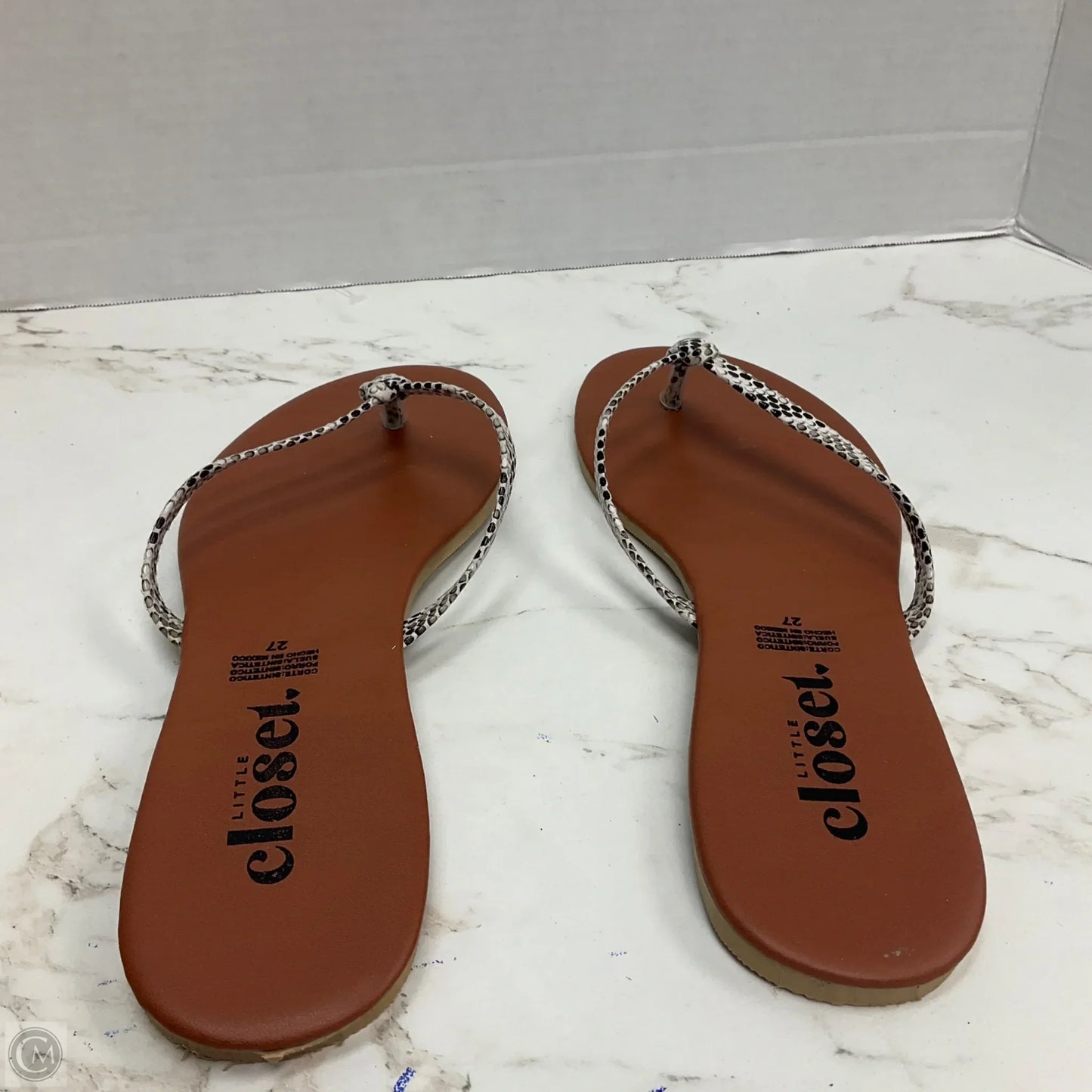 Sandals Flip Flops By Cmc In Snakeskin Print, Size: 9.5