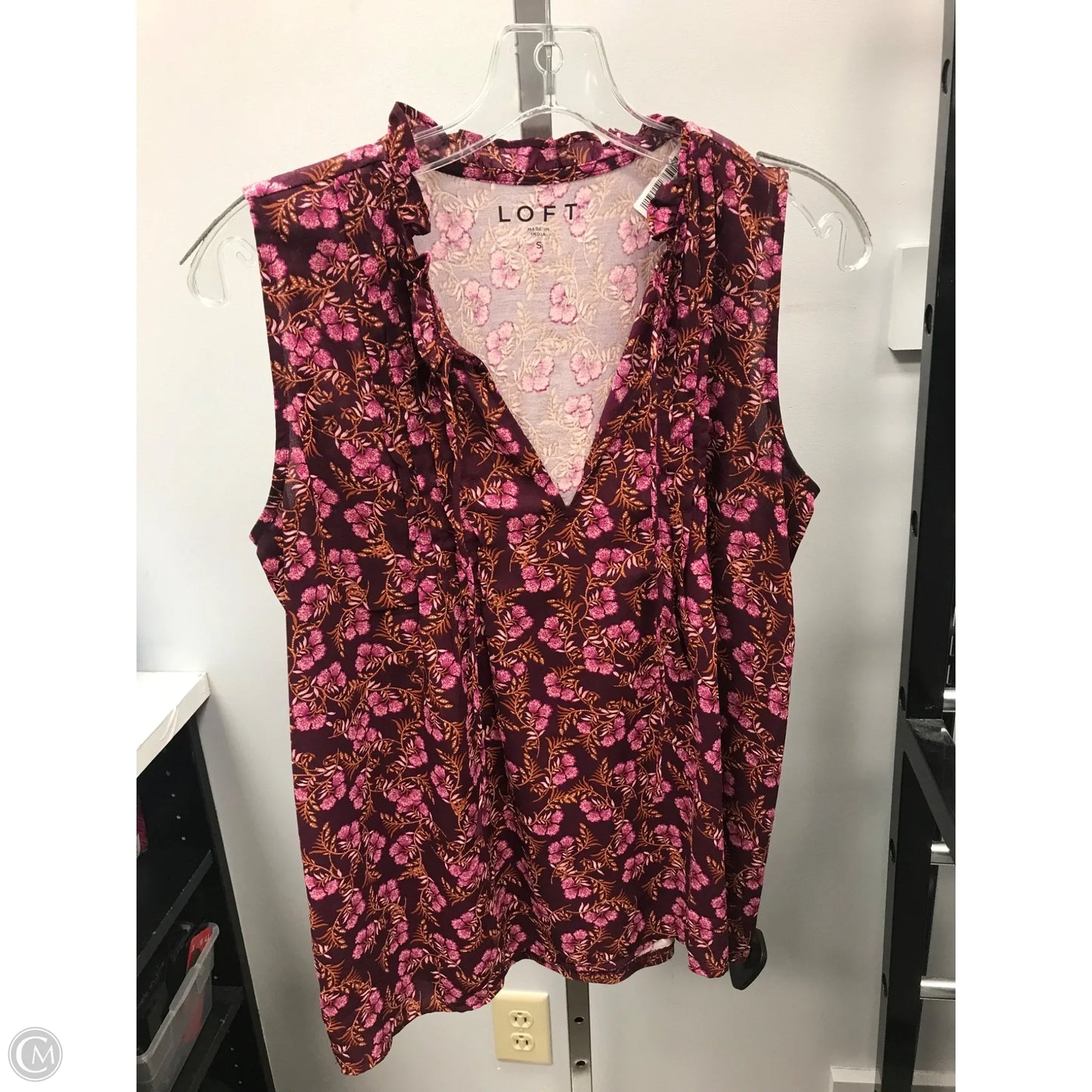 Top Sleeveless By Loft In Floral Print, Size: S