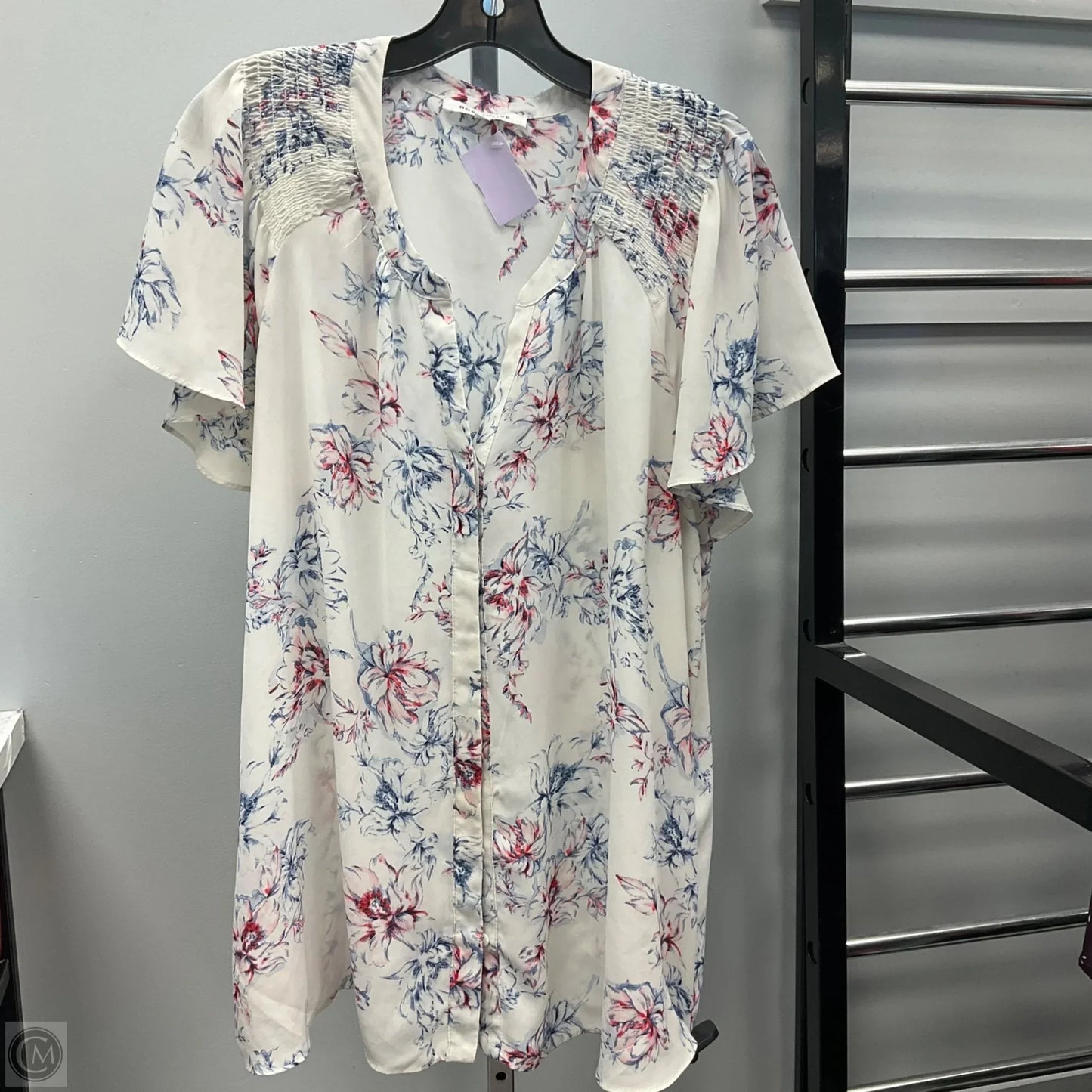Top Short Sleeve By Rose And Olive In Floral Print, Size: 1x