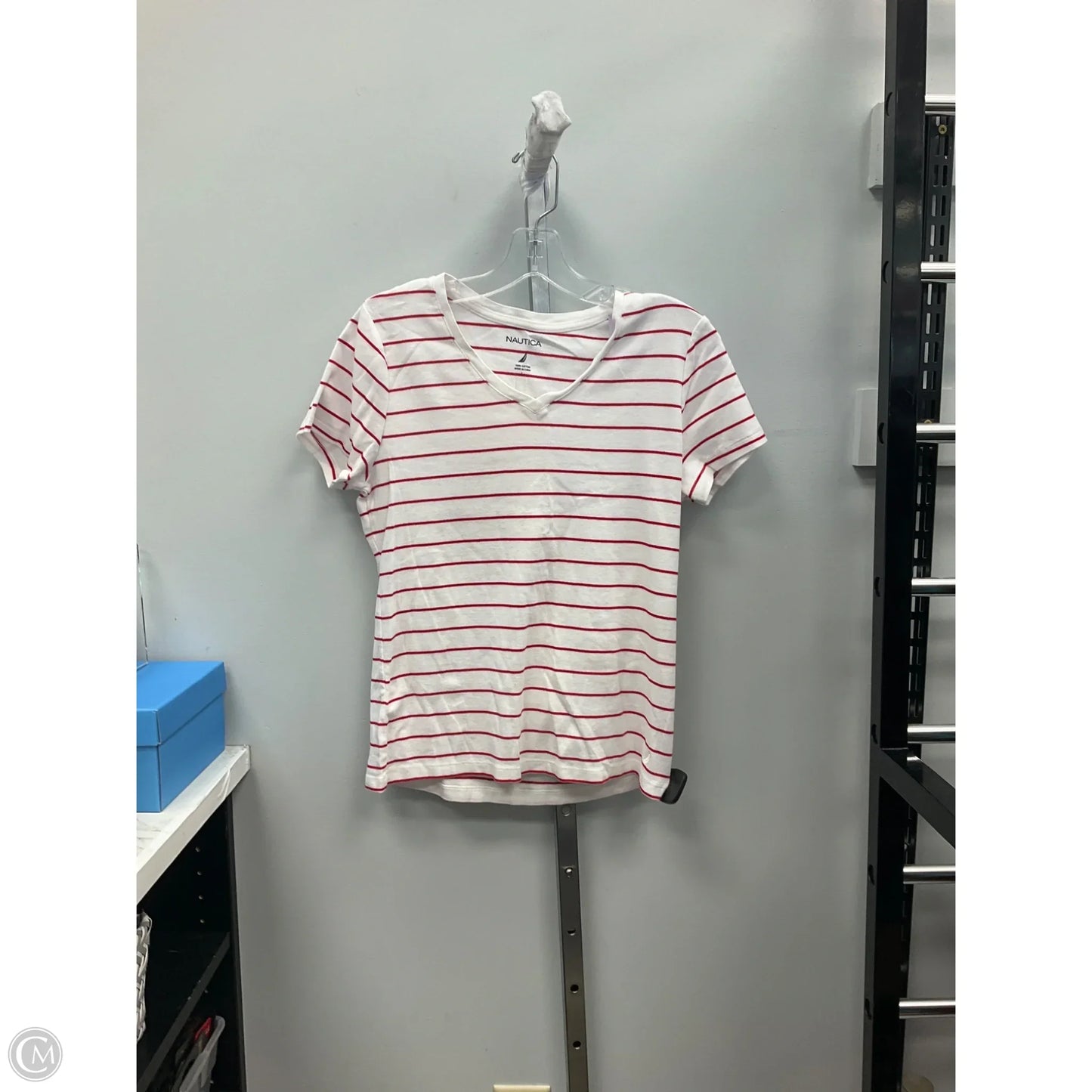 Top Short Sleeve By Nautica In Striped Pattern, Size: L