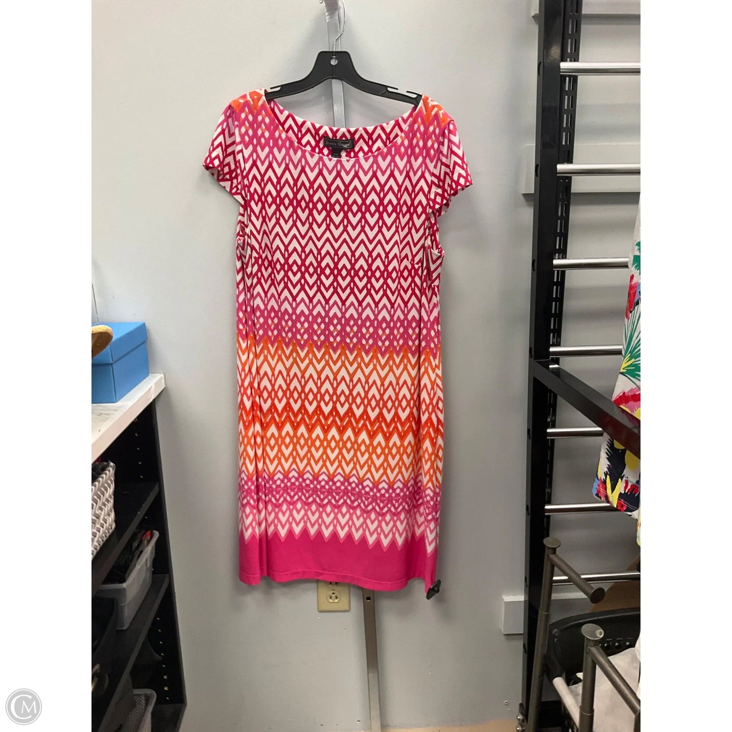 Dress Casual Short By Jessica Howard In Orange & Pink, Size: Xl