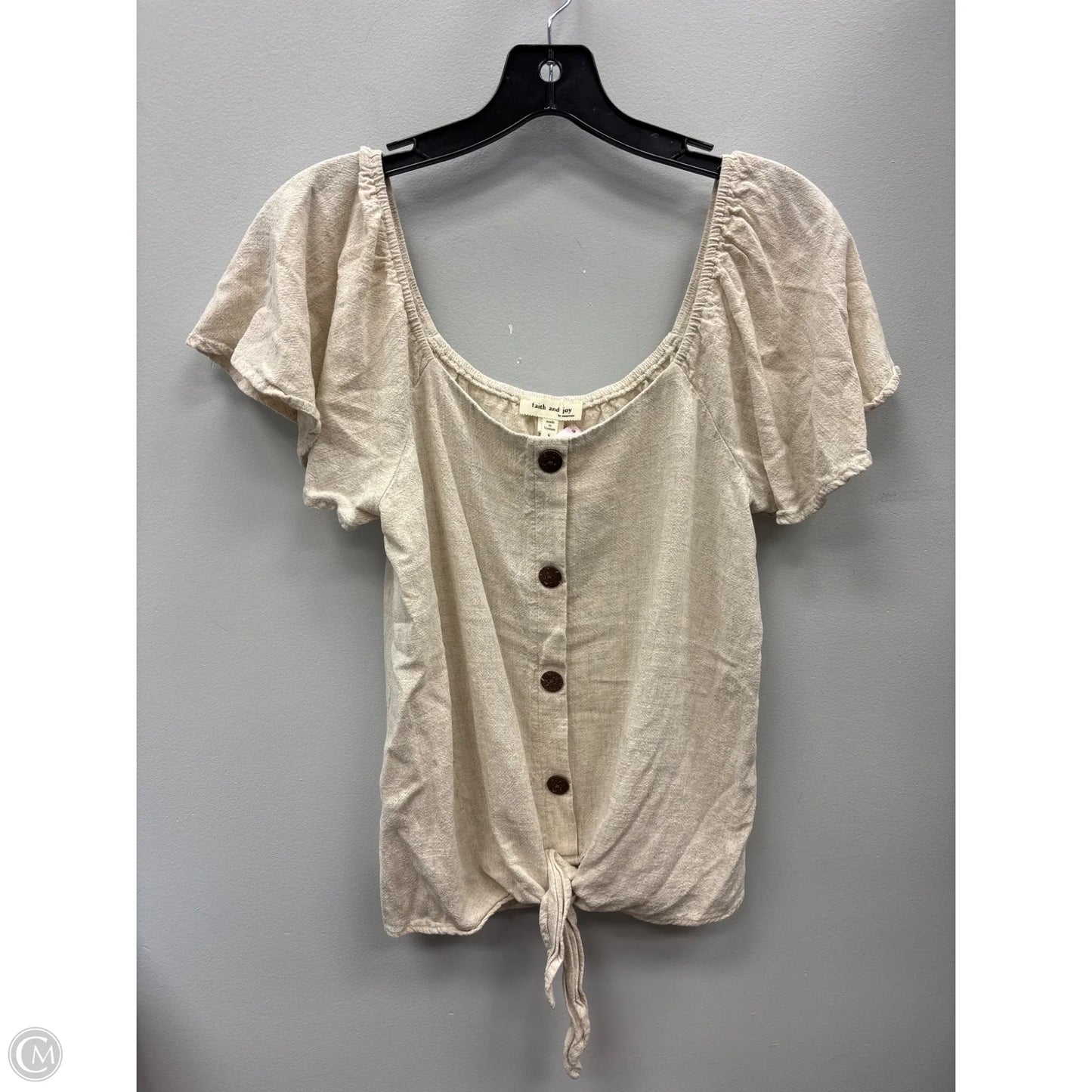 Top Short Sleeve By Faith And Joy In Cream, Size: S