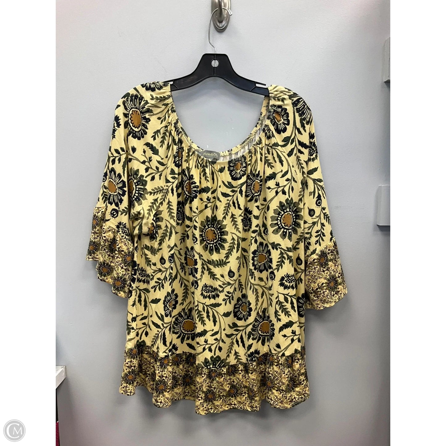 Top Short Sleeve By Style And Company In Floral Print, Size: 2x