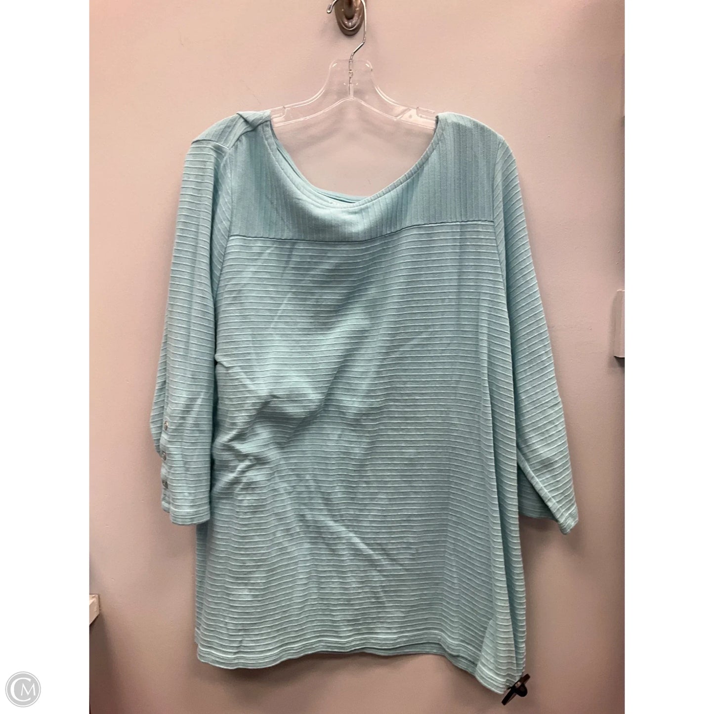 Top 3/4 Sleeve By Talbots In Aqua, Size: 2x