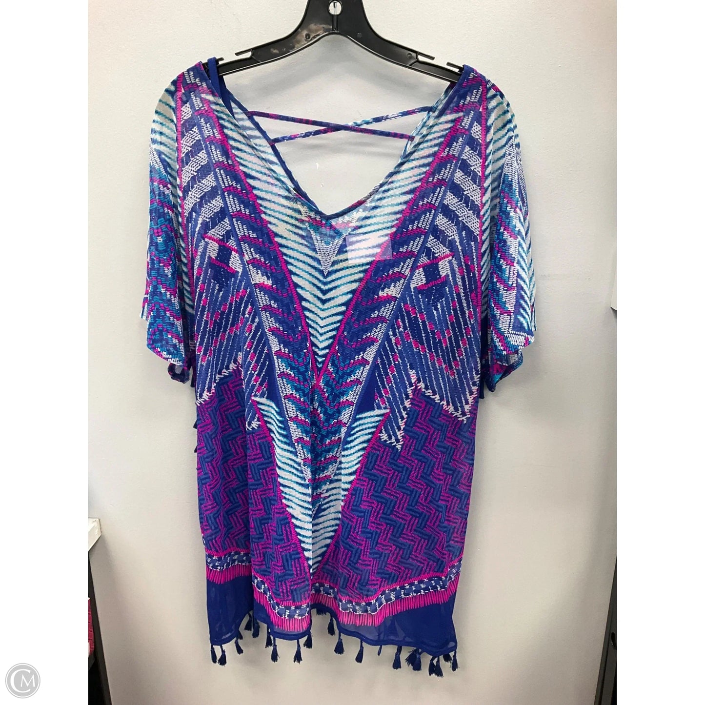 Top Short Sleeve By Inc In Blue & Pink, Size: L