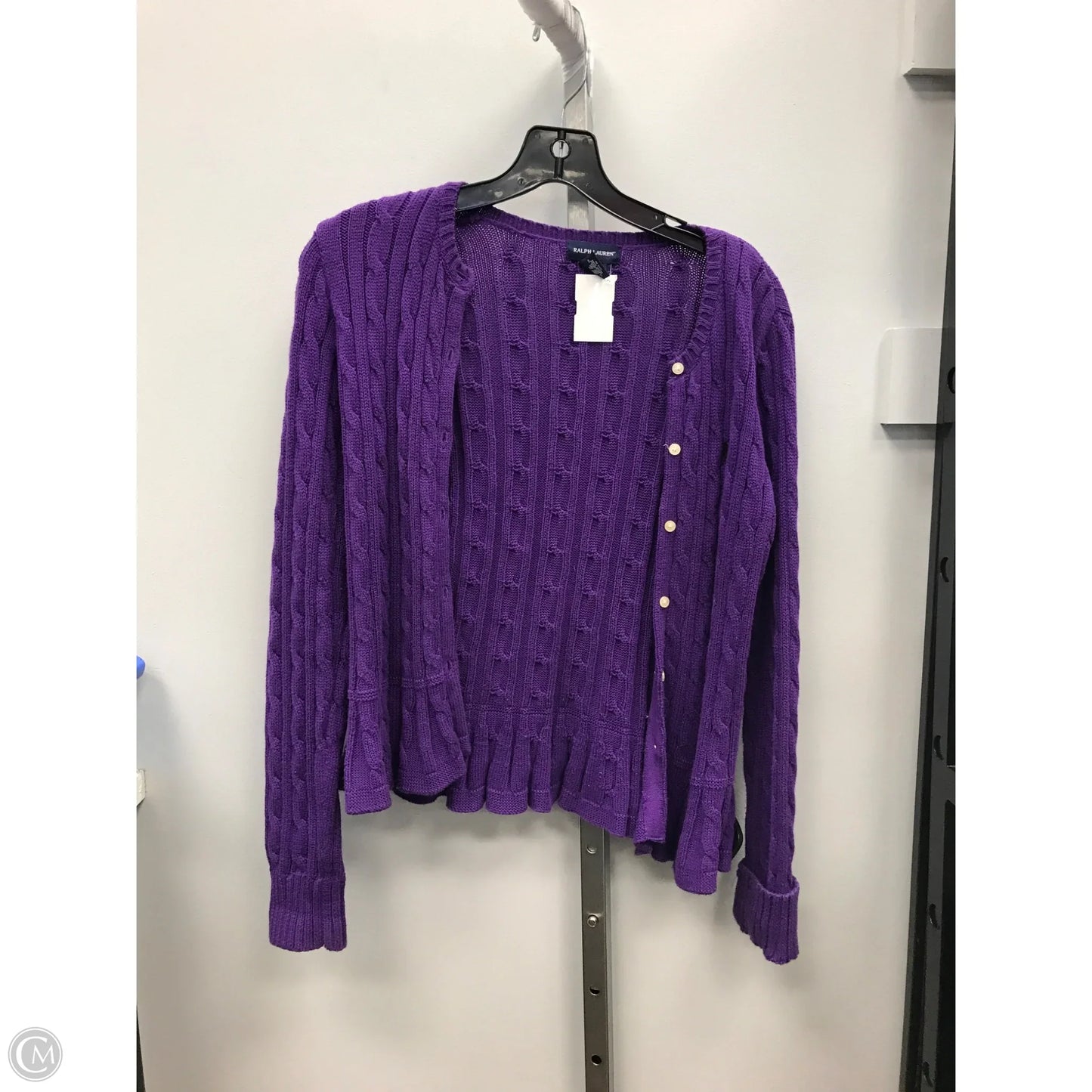 Sweater Cardigan By Ralph Lauren In Purple, Size: Xl