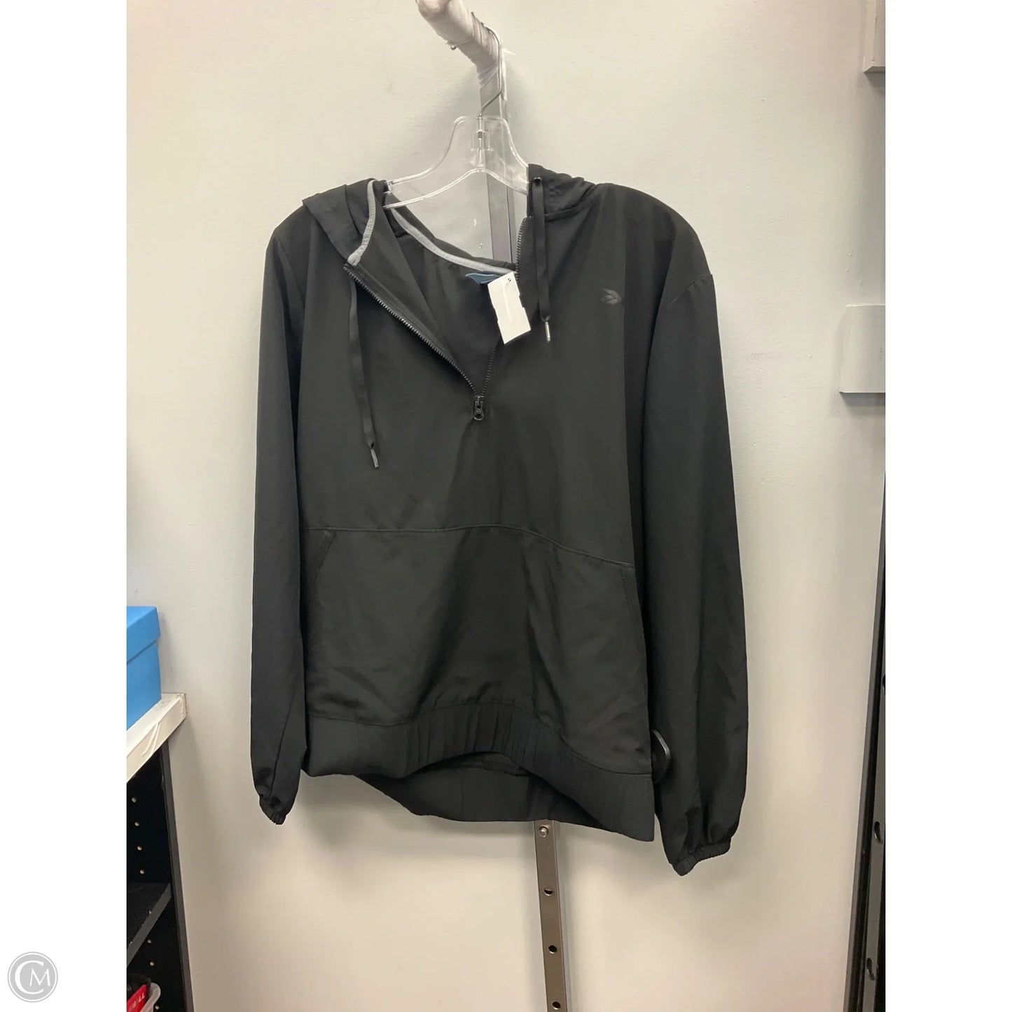 Athletic Top Long Sleeve Hoodie By Reebok In Black, Size: L