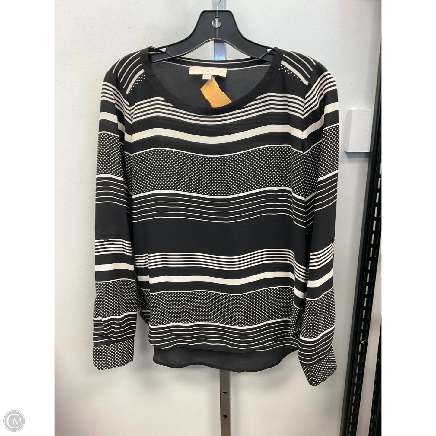 Top Long Sleeve By Loft In Black & White, Size: Xs
