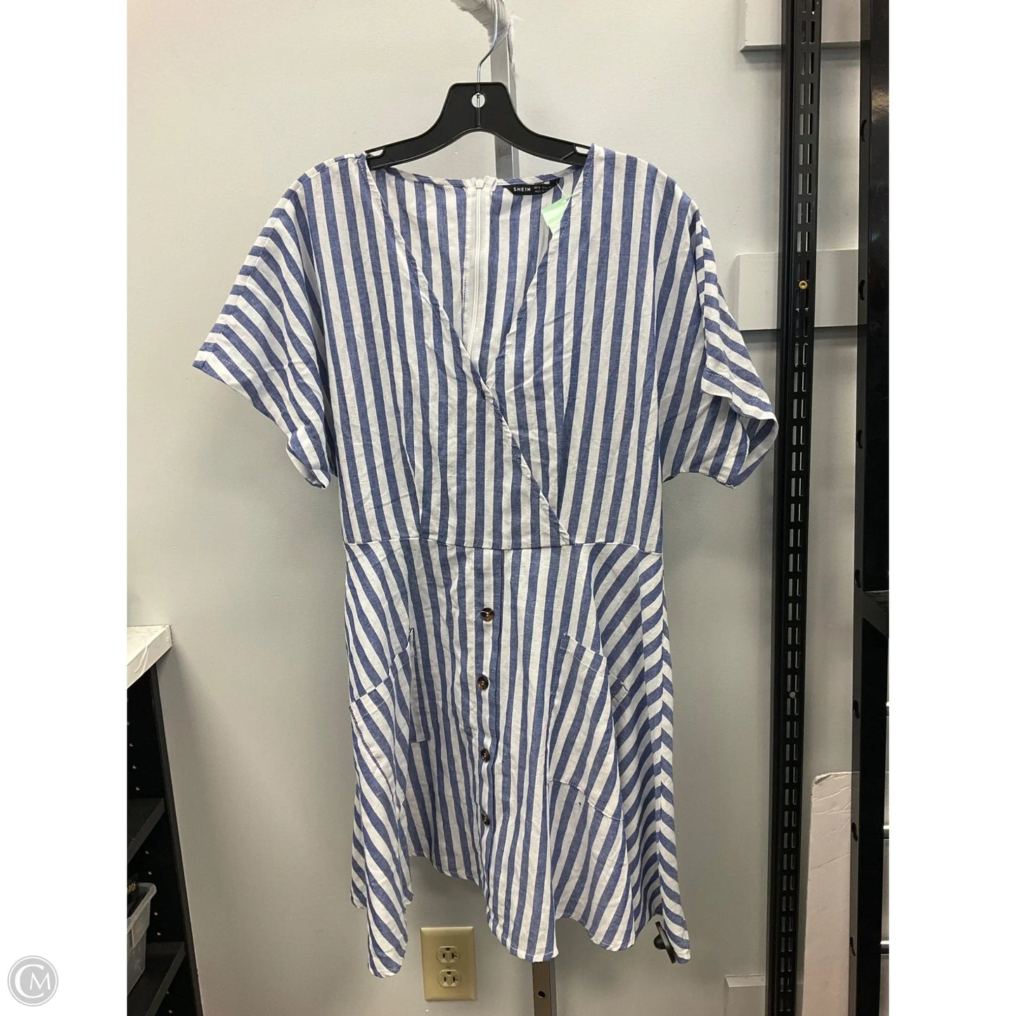 Dress Casual Short By Shein In Blue & White, Size: Xl
