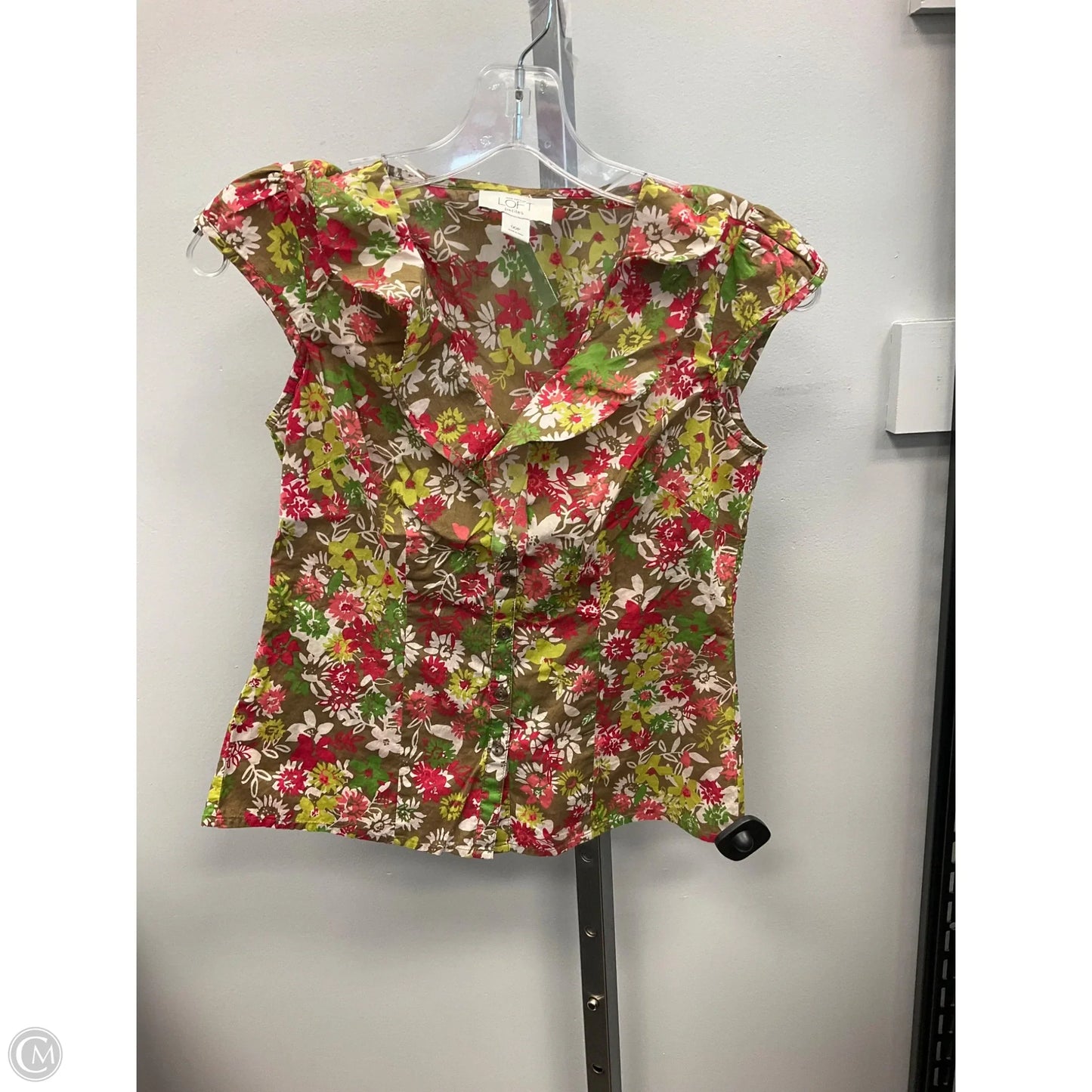 Top Sleeveless By Loft In Floral Print, Size: 0p