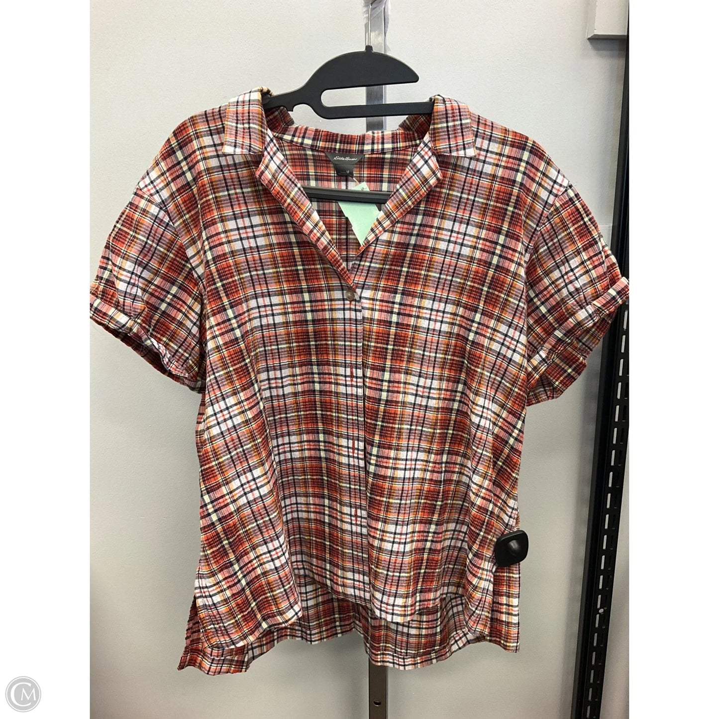 Top Sleeveless By Eddie Bauer In Plaid Pattern, Size: M