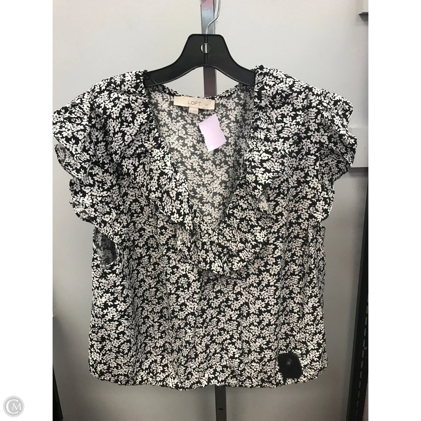 Top Sleeveless By Loft In Black & White, Size: Xl