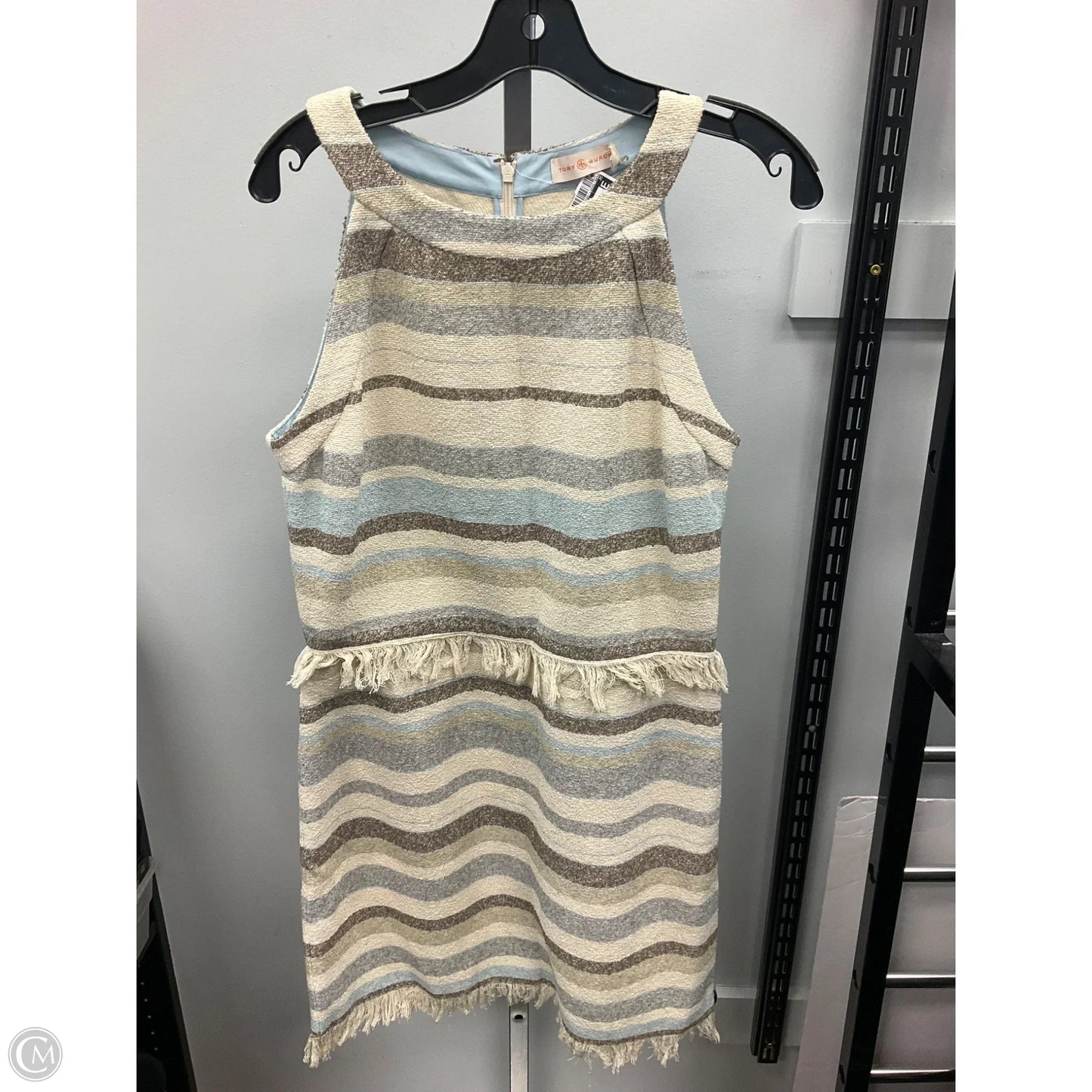 Dress Designer By Tory Burch In Blue & Cream, Size: 10
