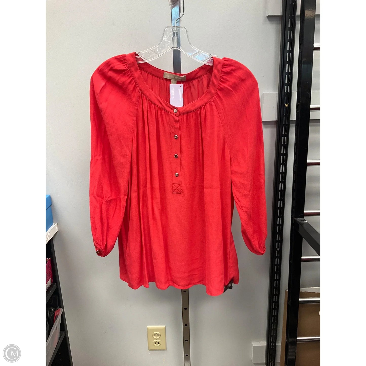 Top Long Sleeve By Banana Republic In Orange, Size: S
