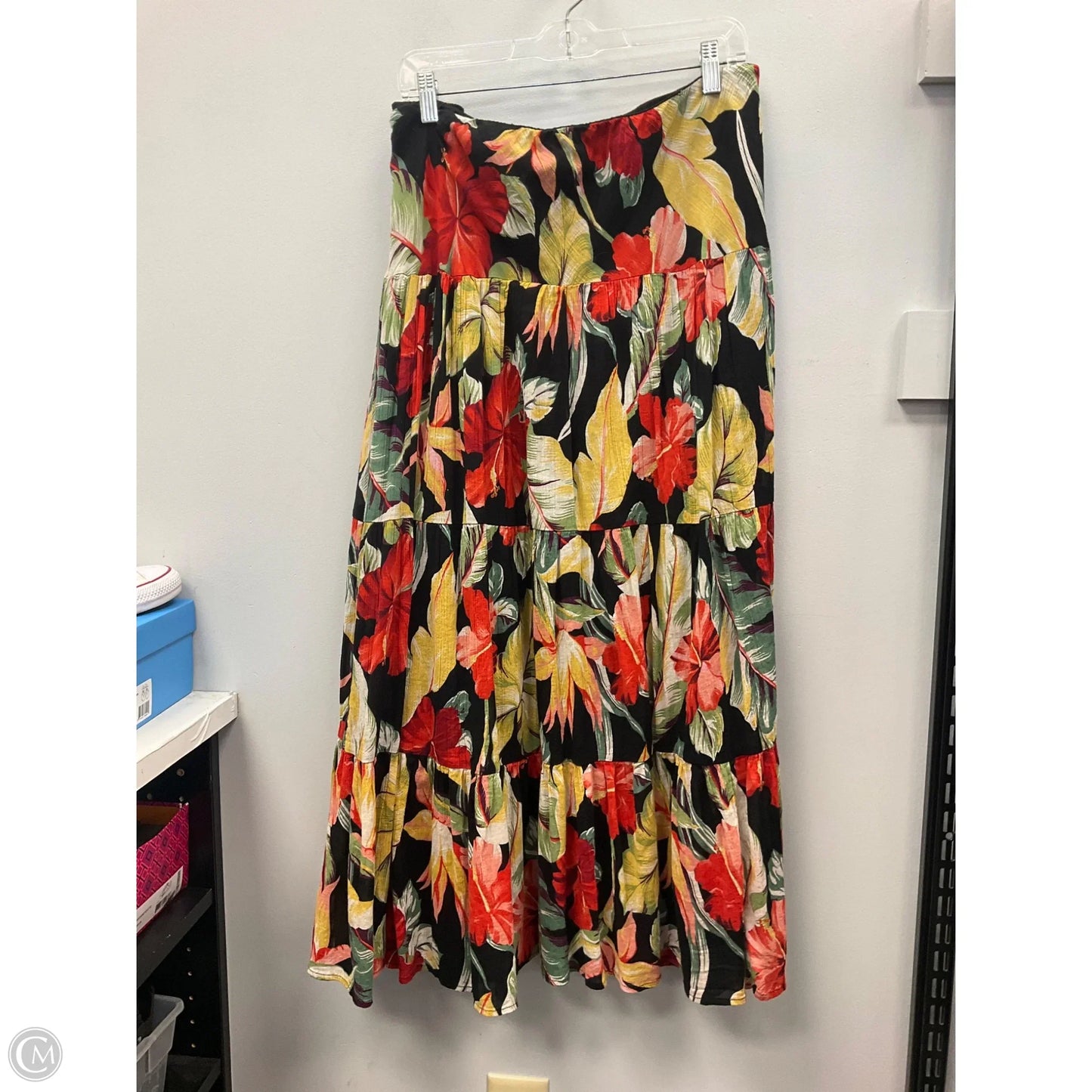 Skirt Midi By Chaps In Floral Print, Size: Xl