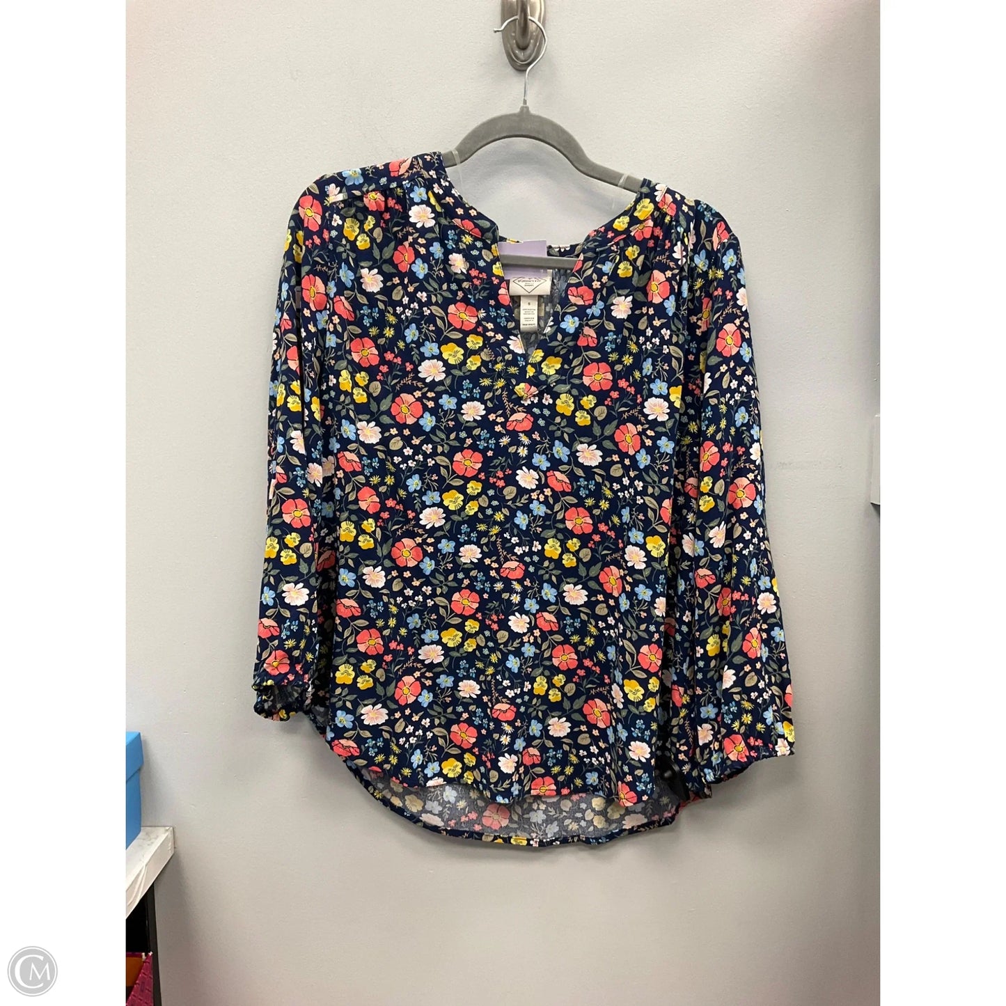 Top Long Sleeve By St Johns Bay In Floral Print, Size: S
