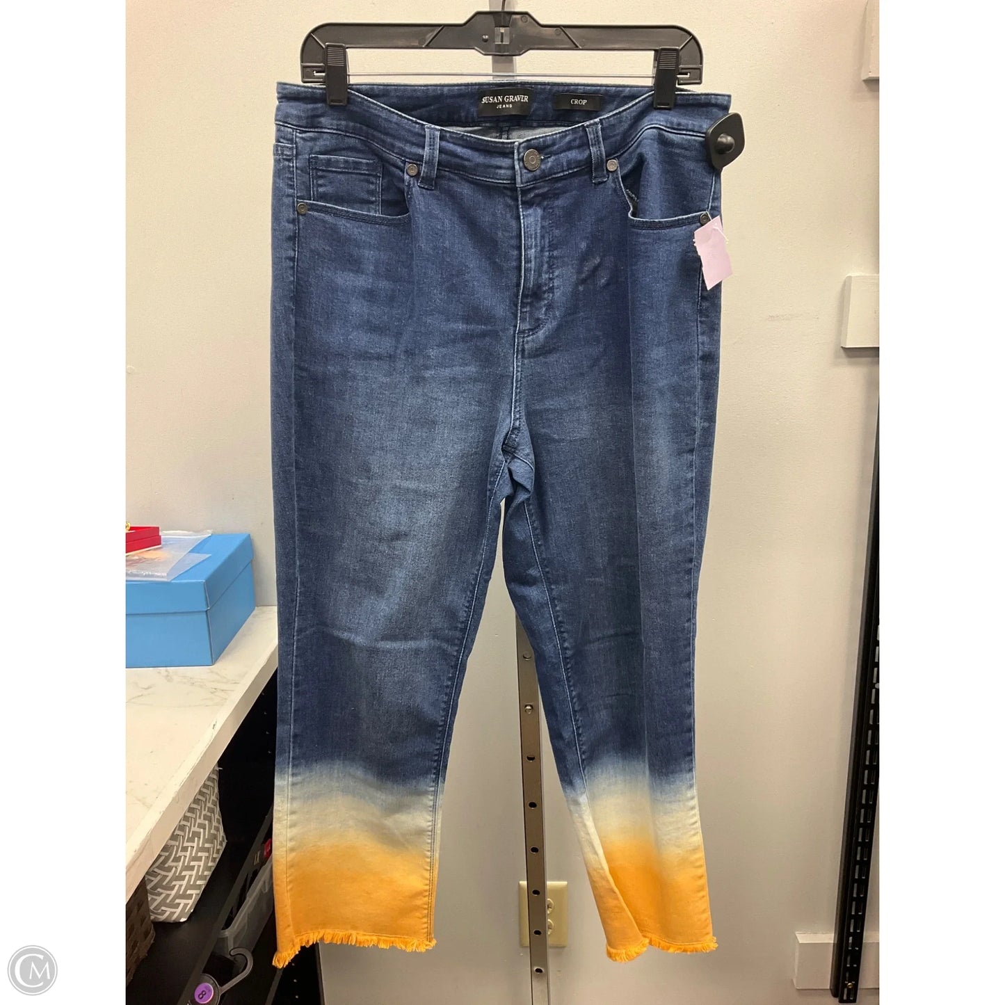 Jeans Cropped By Susan Graver In Ombre Print, Size: 12