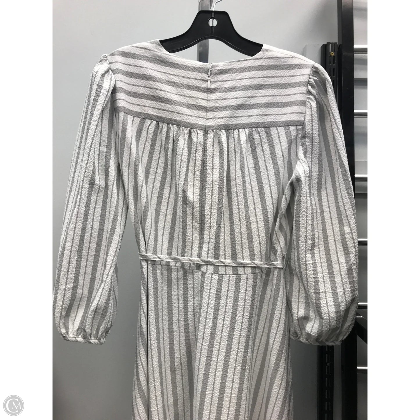 Dress Casual Midi By Calvin Klein In Grey & White, Size: 8